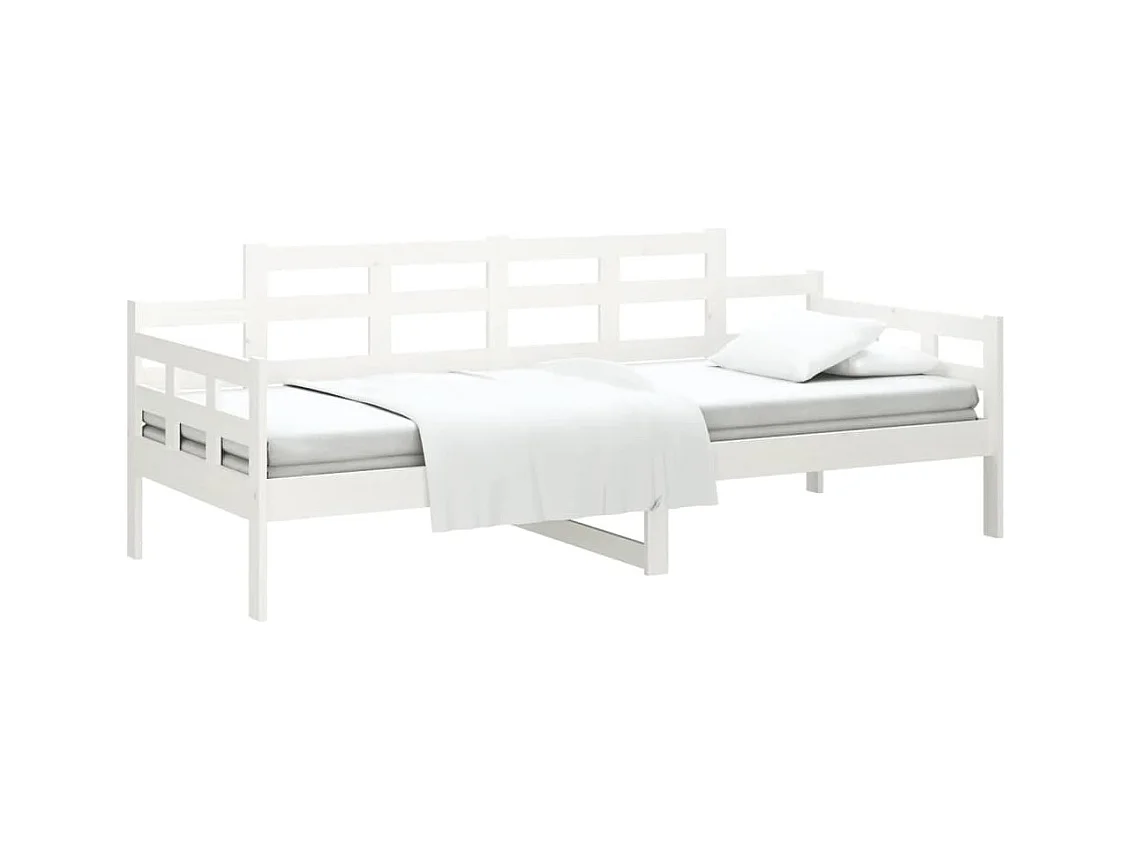 Lit de jour blanc bois de pin massif 80x200 cm FR70833