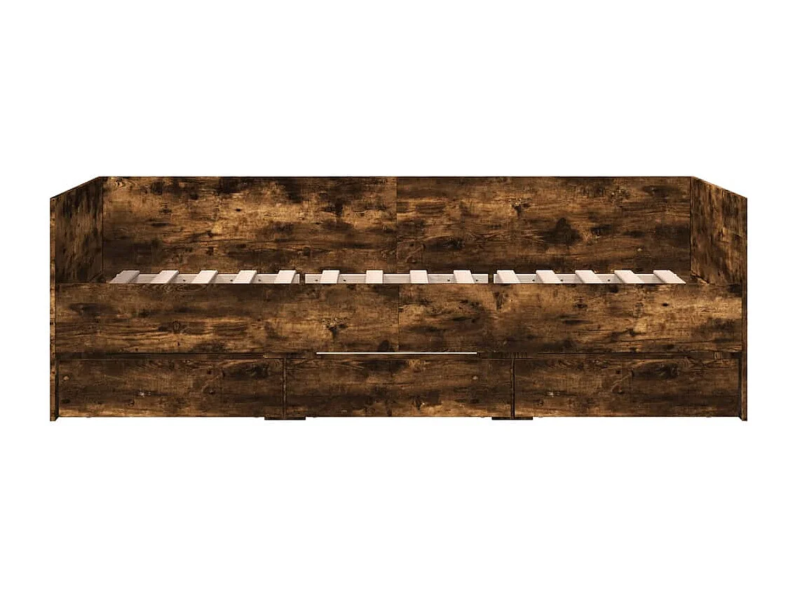 Lit de jour et tiroirs chêne fumé 90x200 cm bois d'ingénierie FR67722
