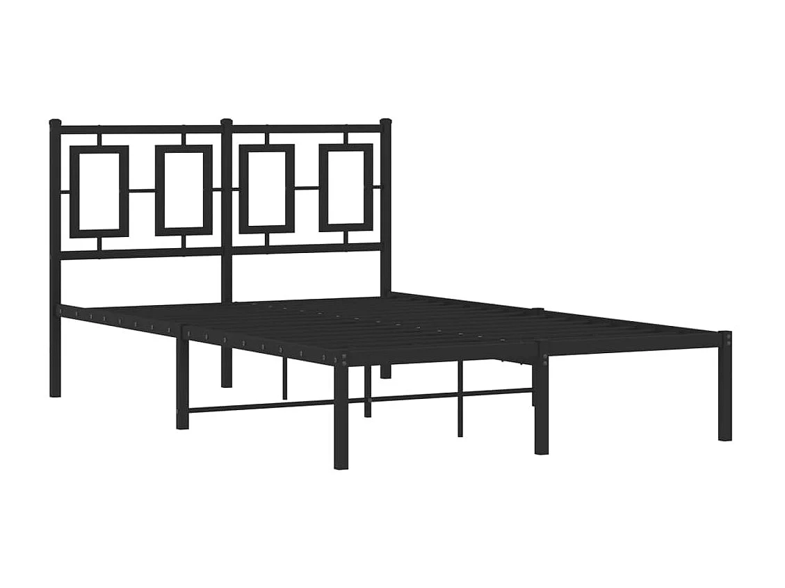 Lit double métal + tête de lit noir 120x200 cm FR56199