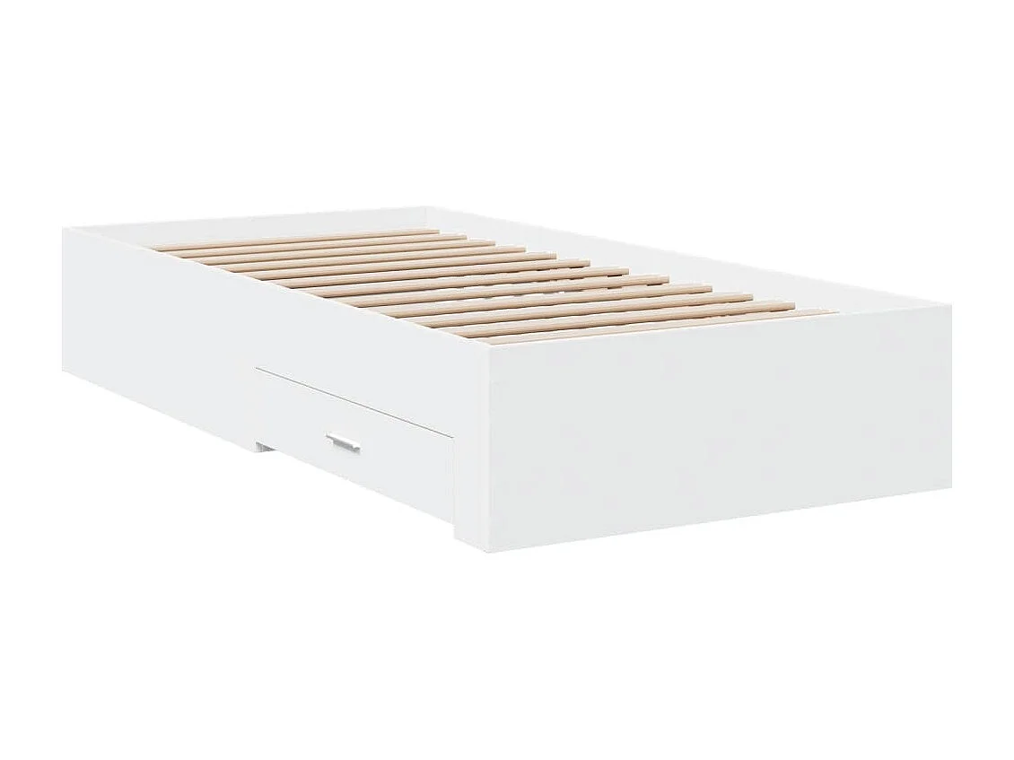 Lit simple avec tiroirs blanc 90x190 cm bois d'ingénierie FR49826