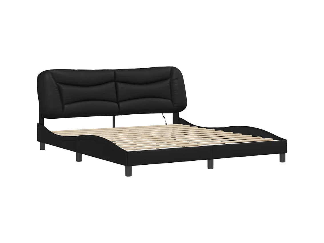 Lit double avec lumières LED noir 180x200 cm similicuir FR67857