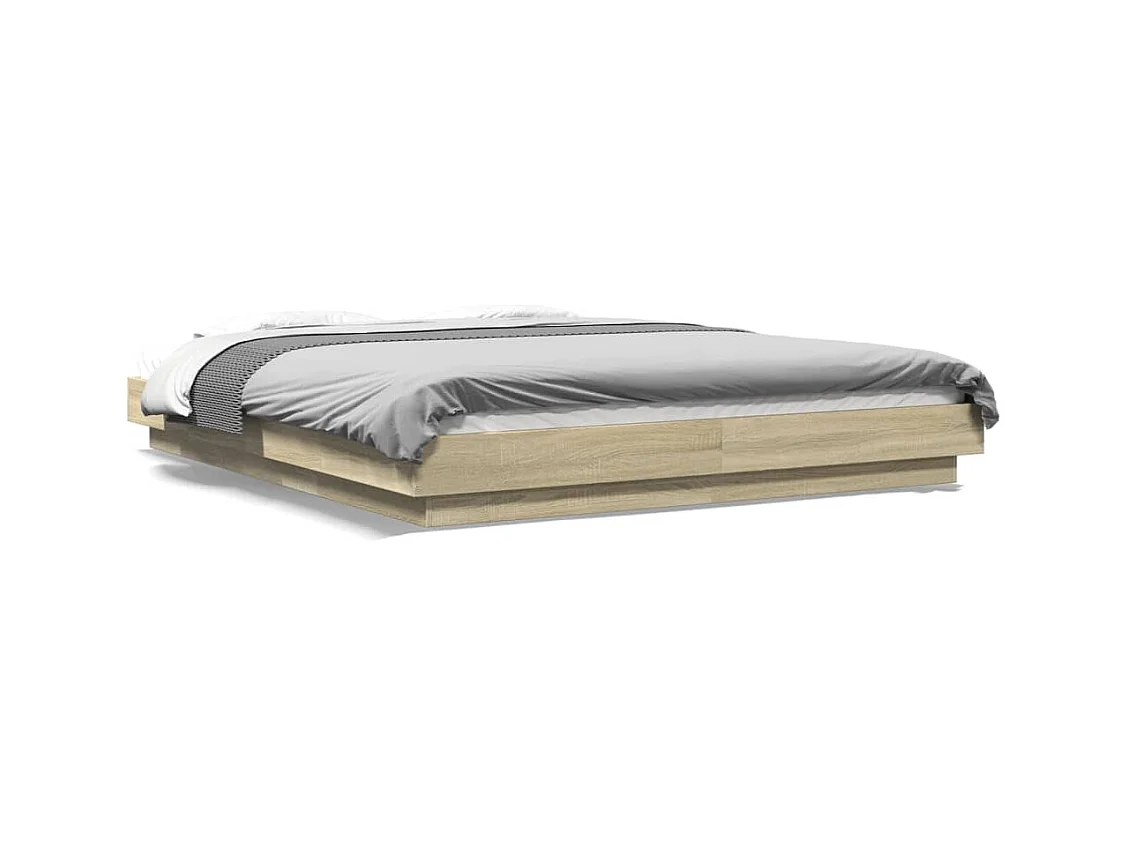 Lit double chêne sonoma 160x200 cm bois d'ingénierie FR45918