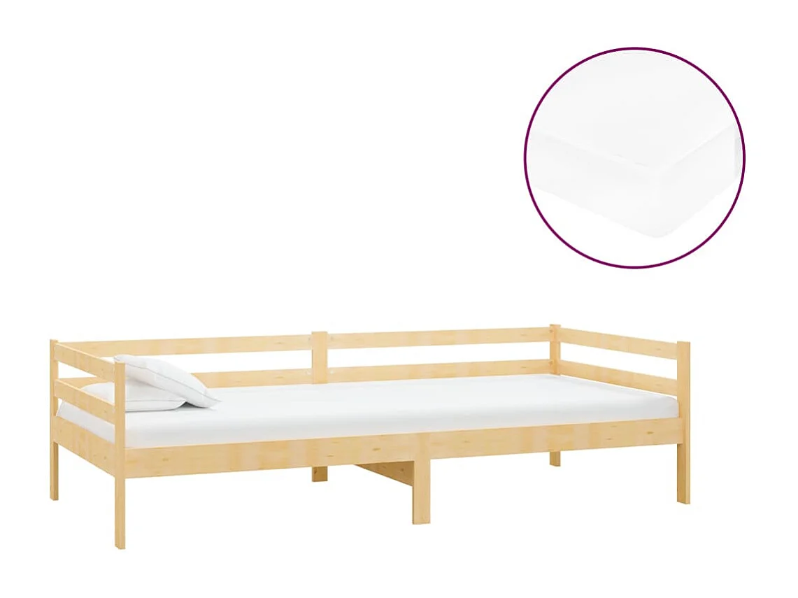 Slaapbank met matras massief grenenhout 90x200 cm BE582643