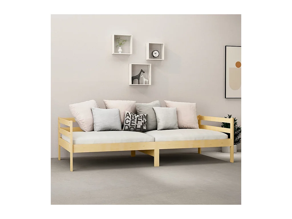 Lit de repos + matelas 90x200 cm Bois de pin massif FR51056