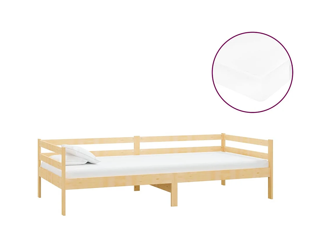 Lit de repos + matelas 90x200 cm Bois de pin massif FR51056