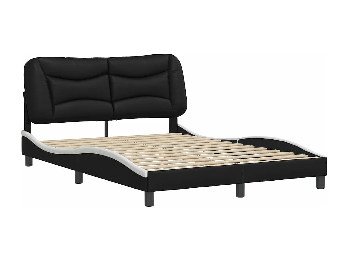 Bedframe met hoofdbord kunstleer zwart en wit 140x190 cm BE704113
