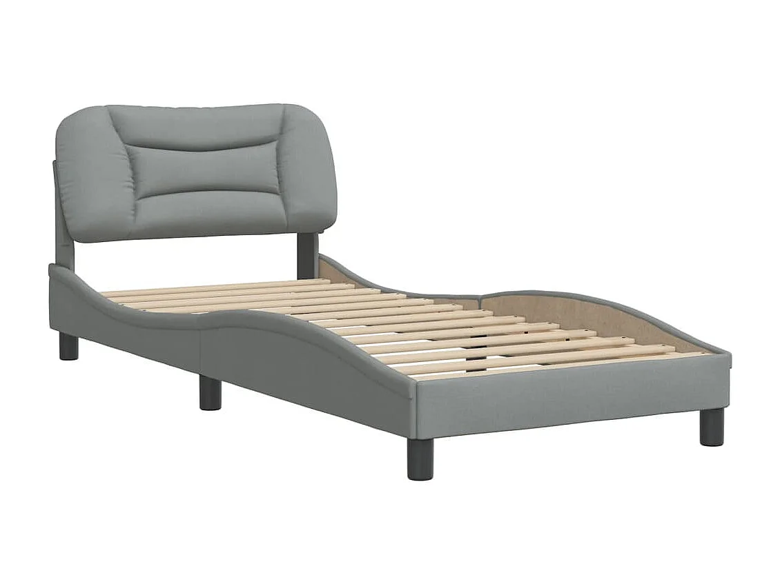 Bedframe met hoofdbord stof lichtgrijs 80x200 cm BE359889