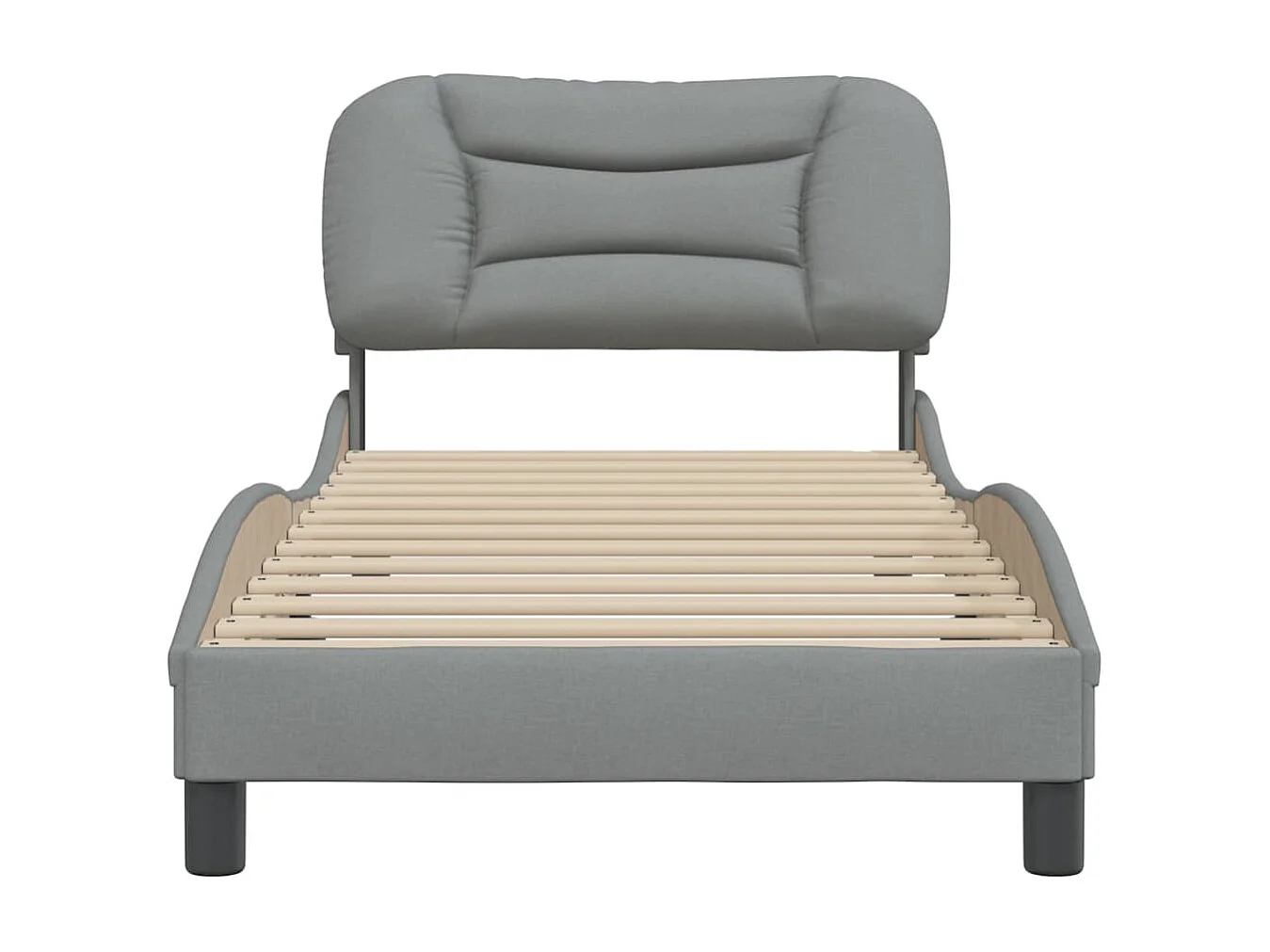 Bedframe met hoofdbord stof lichtgrijs 80x200 cm BE359889