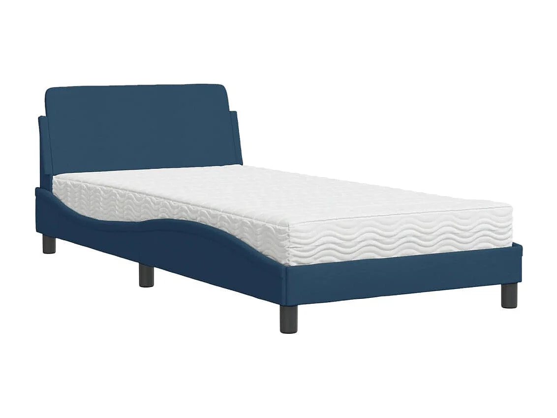 Lit adulte + matelas bleu 100x200 cm tissu FR99254
