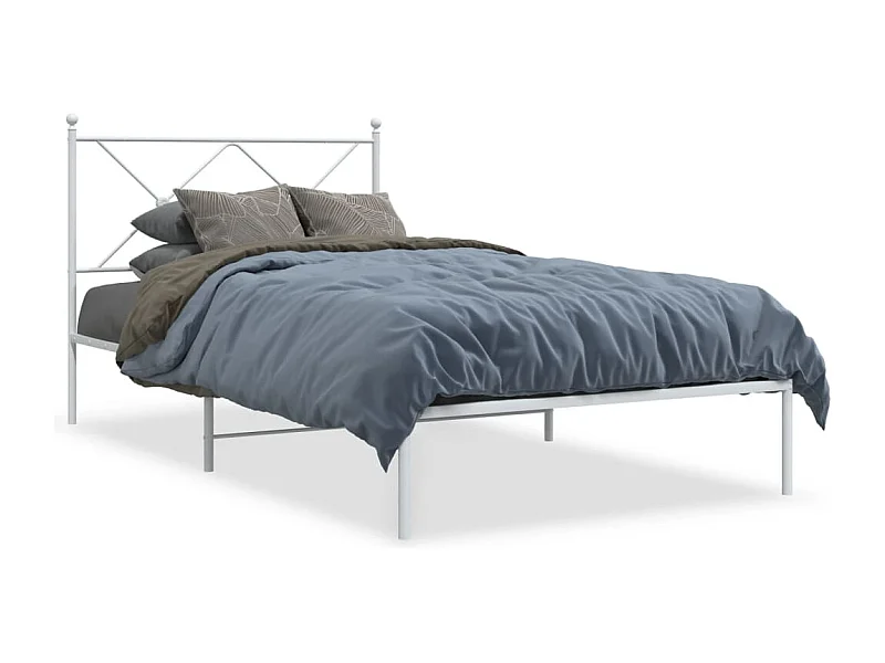 Bedframe met hoofdbord metaal wit 107x203 cm BE441437