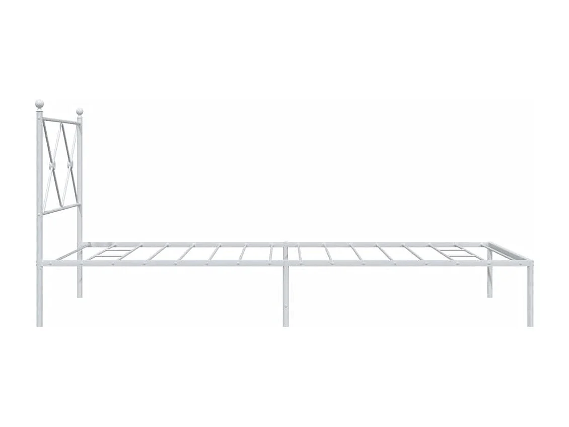 Lit simple métal + tête de lit blanc 107x203 cm FR38817