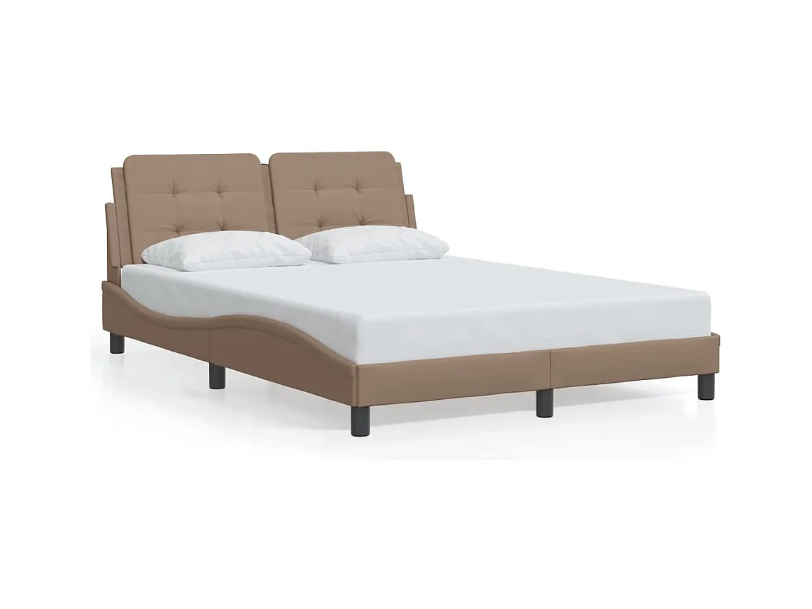 Cama matrimonial- 120x200 cm con LED cuero sintético capuchino ES146855