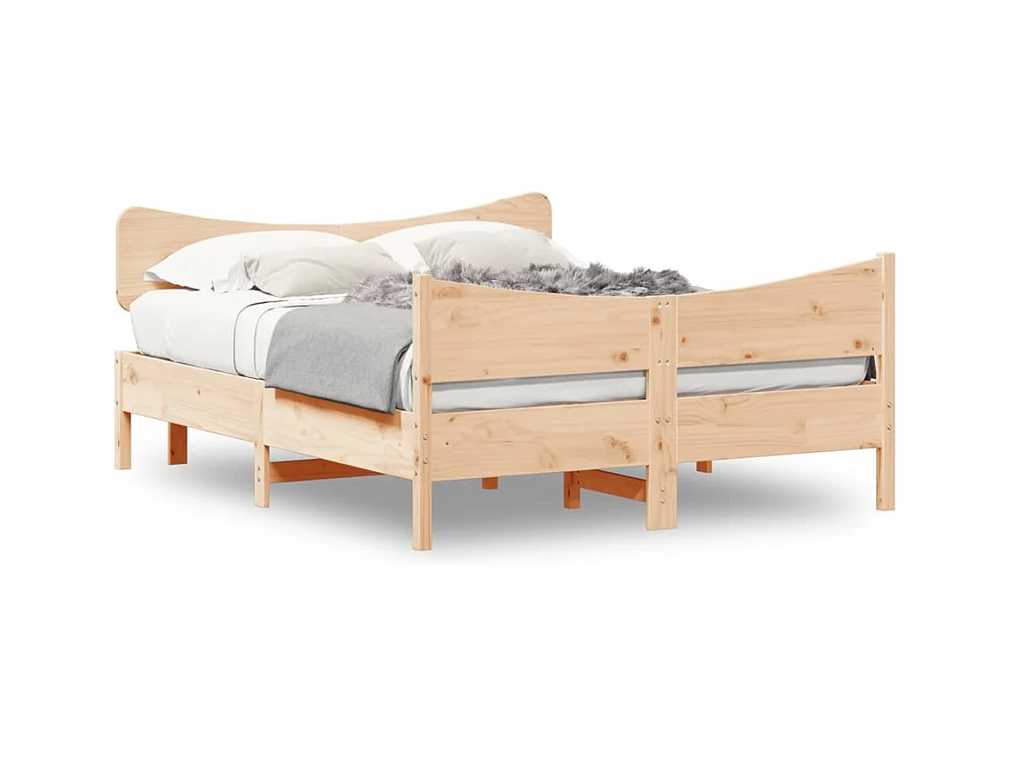 Cama matrimonial- 150x200cm con cabecero madera de pino blanco ES819936