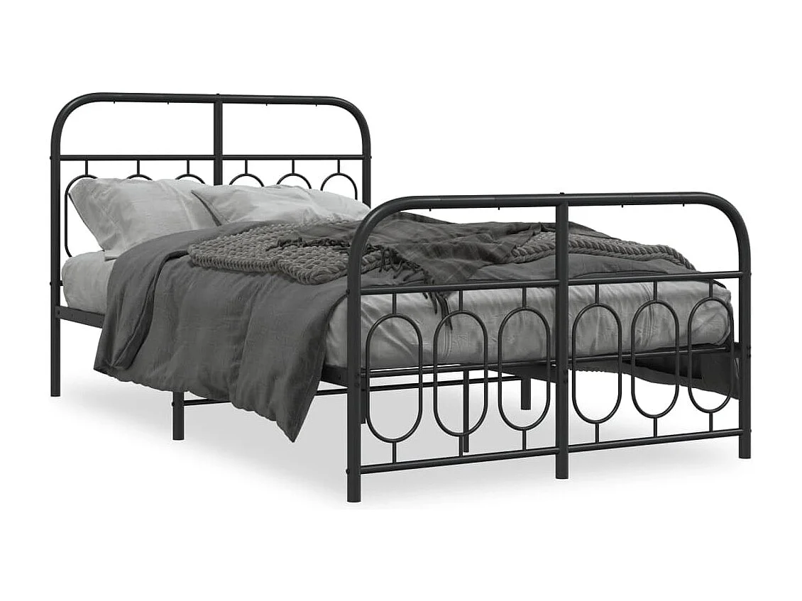 Cama com cabeceira e pés 120x190 cm metal preto PT966150