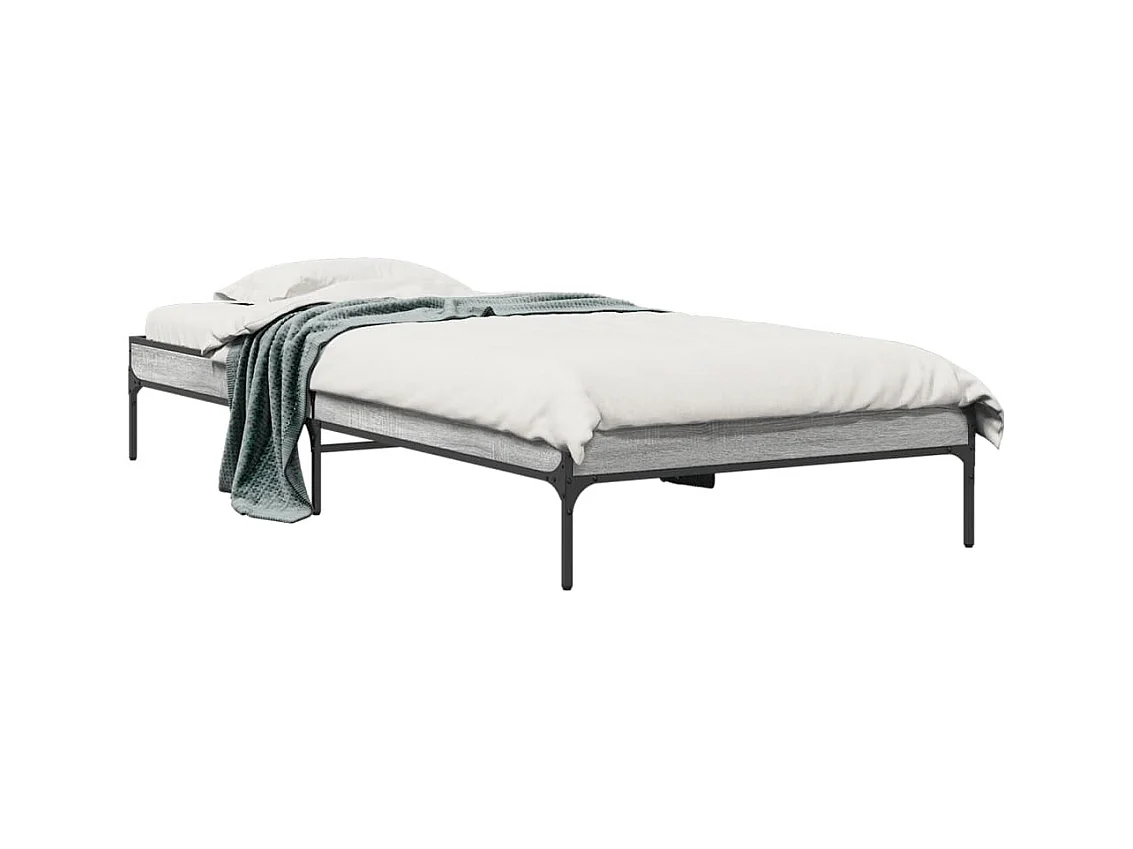 Lit simple sonoma gris 75x190 cm bois d'ingénierie et métal FR15112