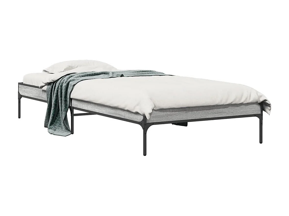 Cama 75x190 cm - madera ingeniería metal gris Sonoma ES848020