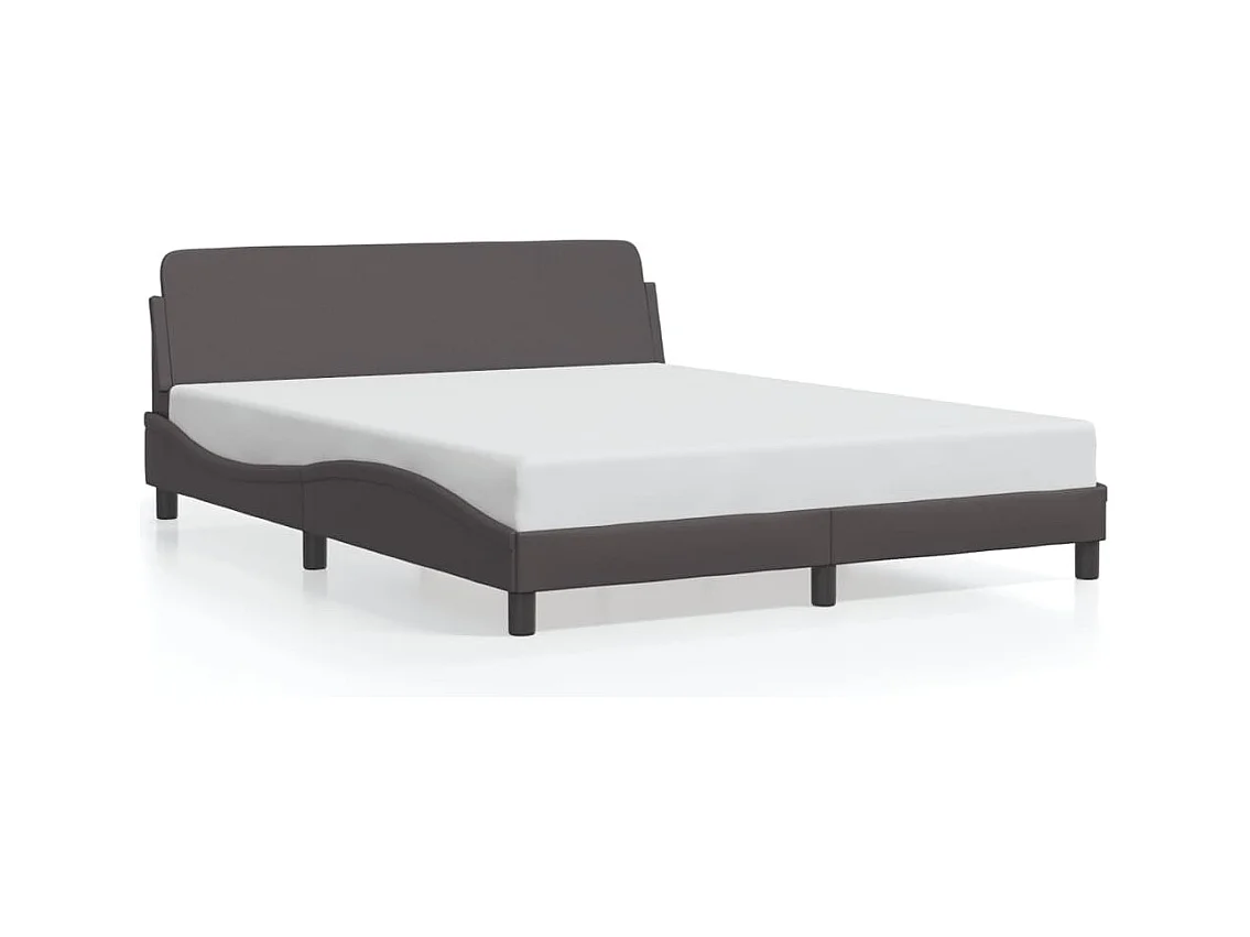 Bedframe met hoofdbord kunstleer grijs 160x200 cm BE209069