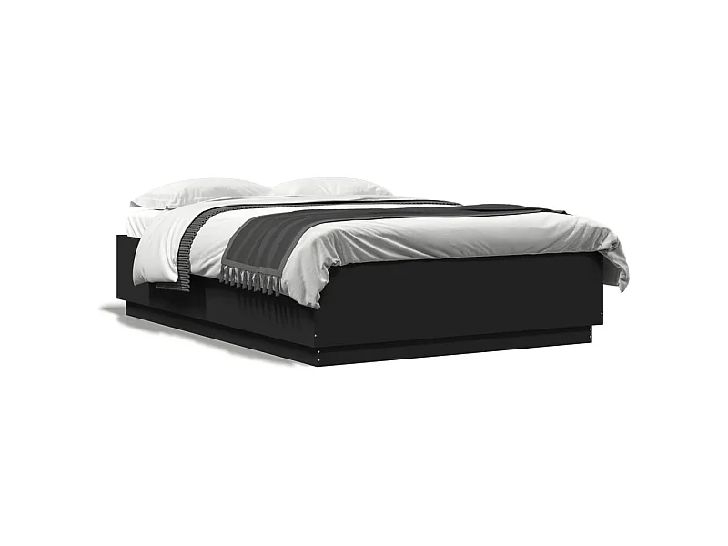 Lit double noir 120x200 cm bois d'ingénierie FR17865