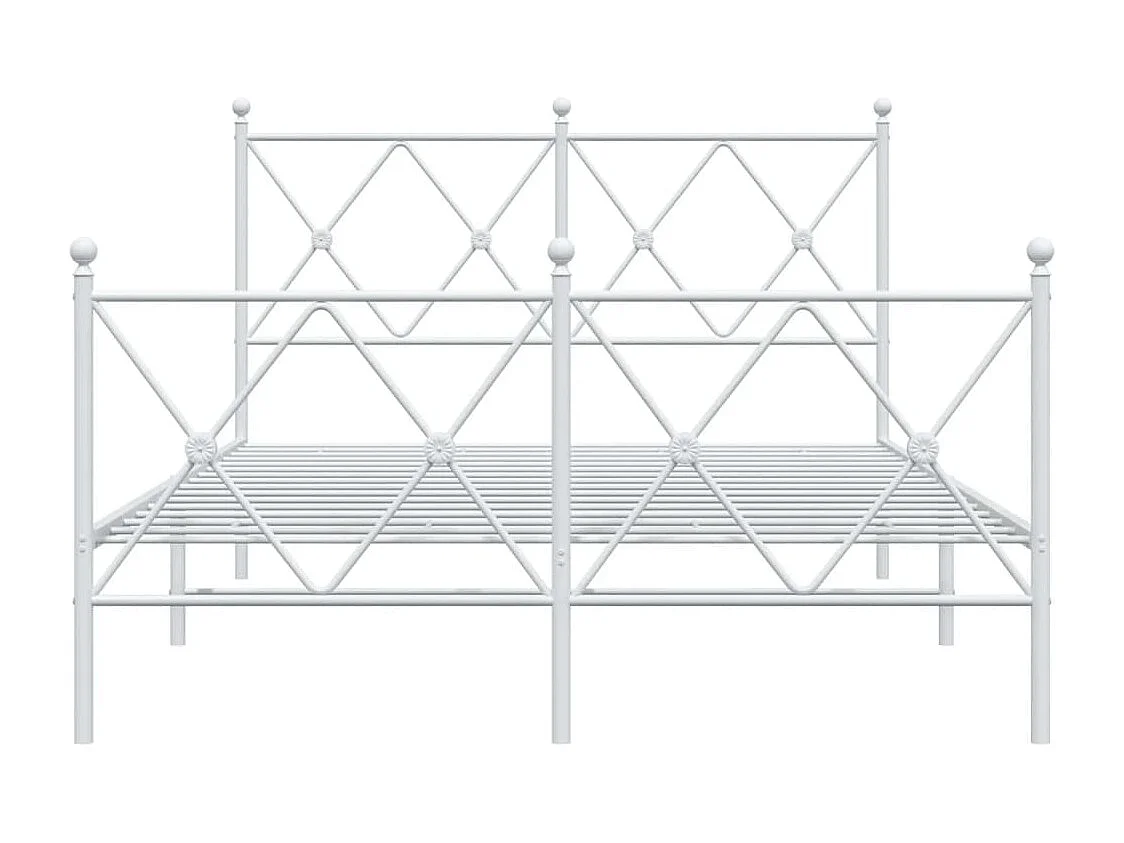 Lit double métal + tête de lit/pied de lit blanc 120x190cm FR72363