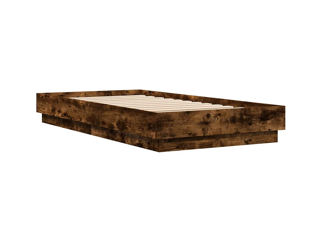 Lit simple avec lumières LED chêne fumé 75x190 cm FR83391