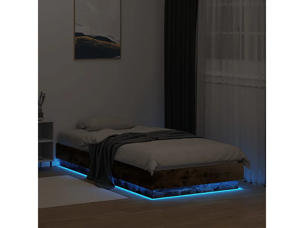 Cama com luzes LED 75x190 cm carvalho fumado PT849534