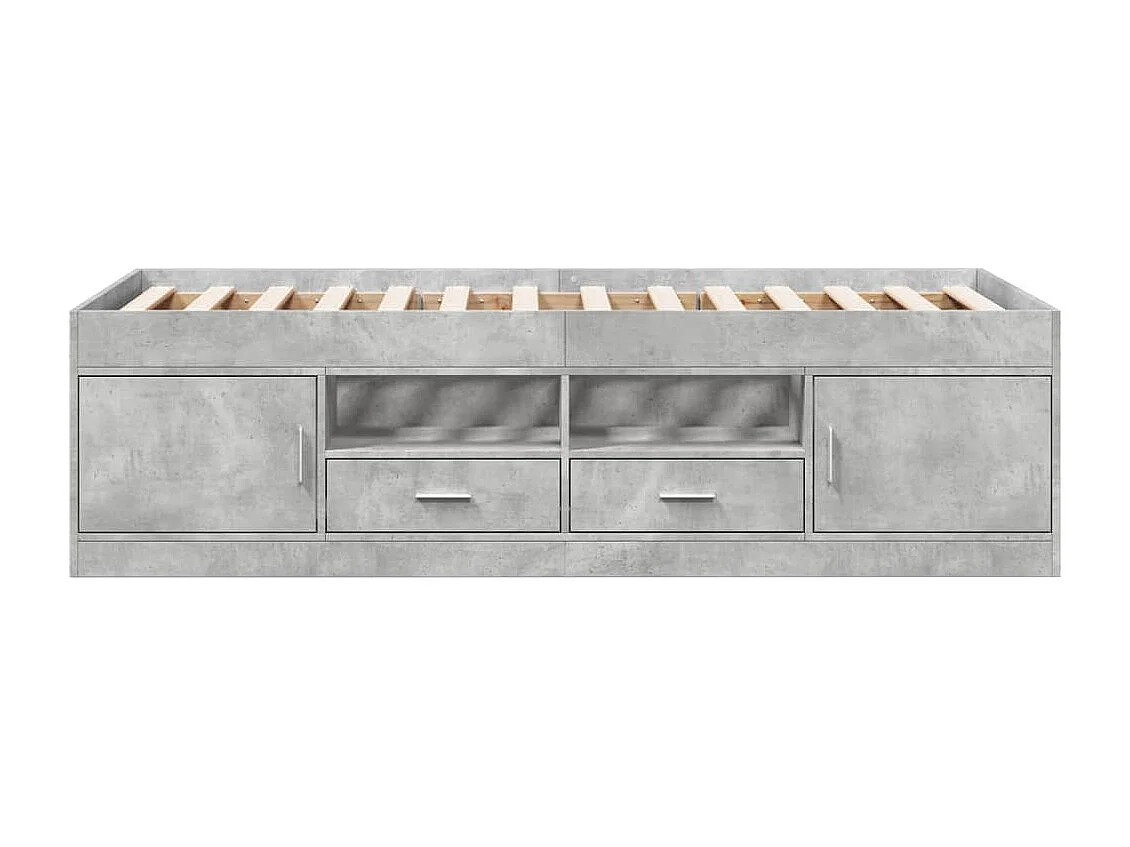 Lit de jour et tiroirs gris béton 90x200 cm bois d'ingénierie FR63641