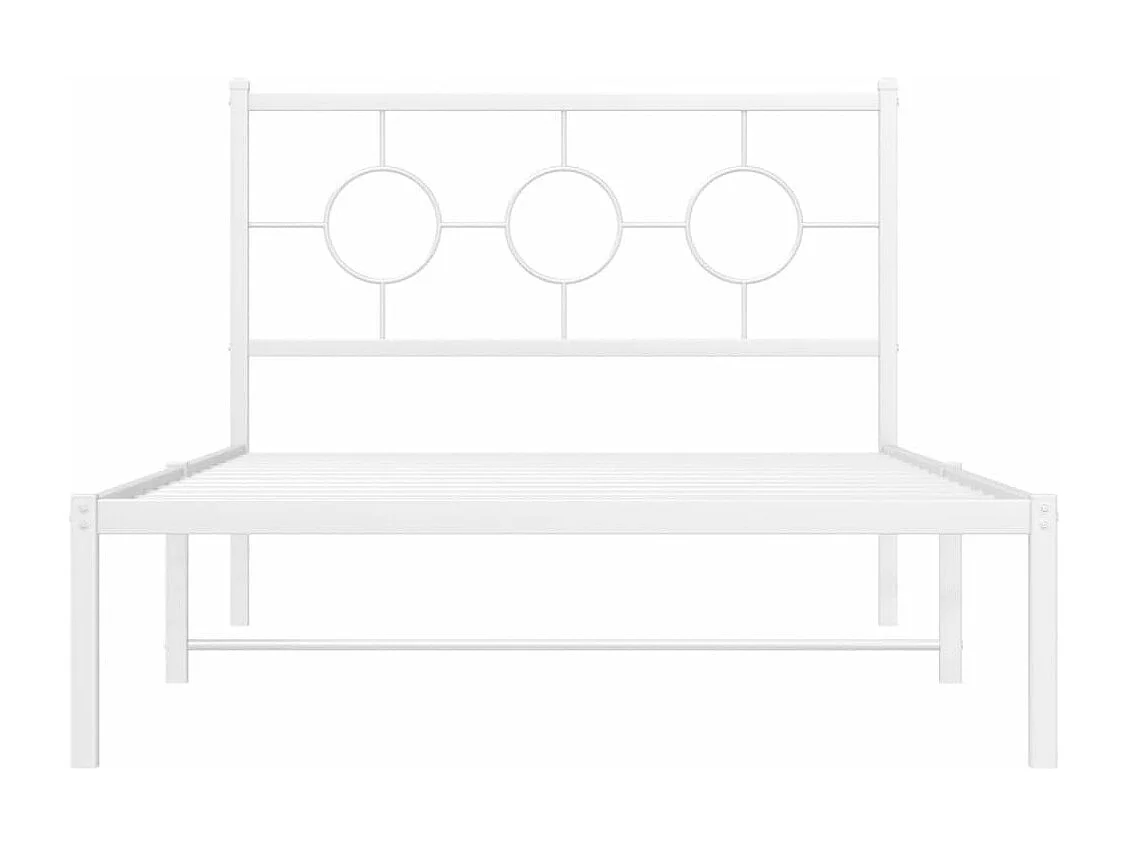 Lit simple métal + tête de lit blanc 107x203 cm FR59554