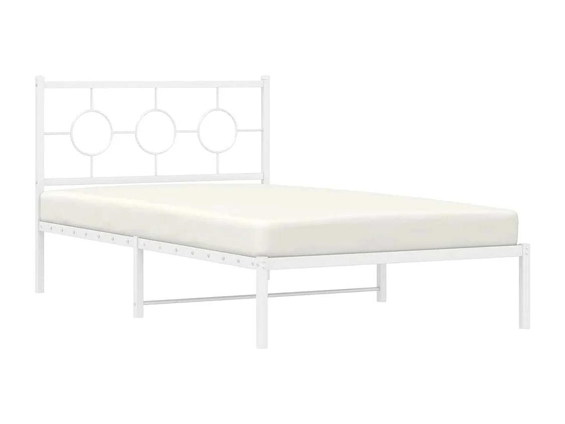 Bedframe met hoofdbord metaal wit 107x203 cm BE996849