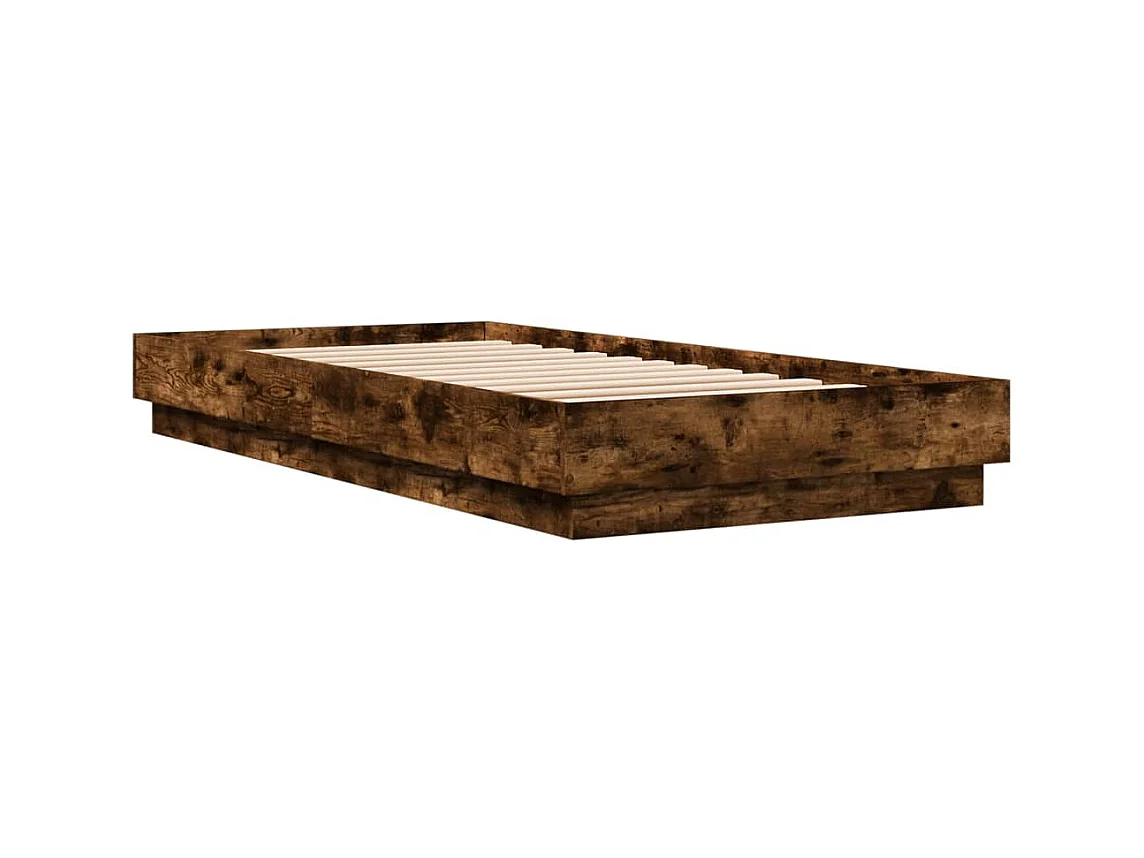 Lit simple avec lumières LED chêne fumé 100x200 cm FR26202