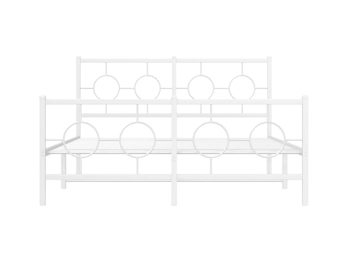 Cama 135x190 cm - metal con cabecero y estribo blanco ES269415