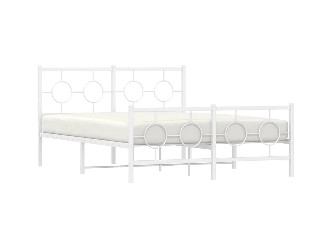 Cama 135x190 cm - metal con cabecero y estribo blanco ES269415