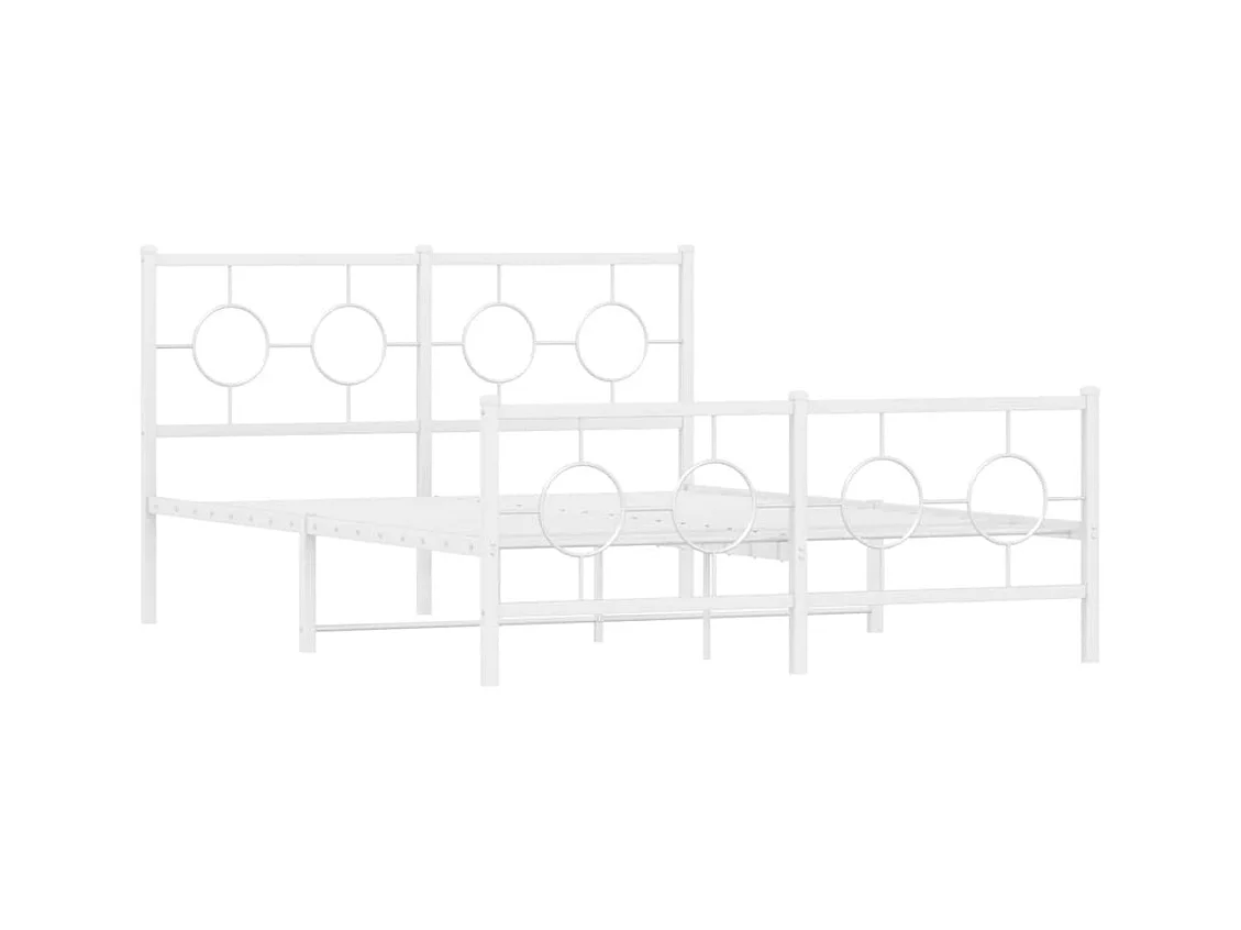 Cama 135x190 cm - metal con cabecero y estribo blanco ES269415