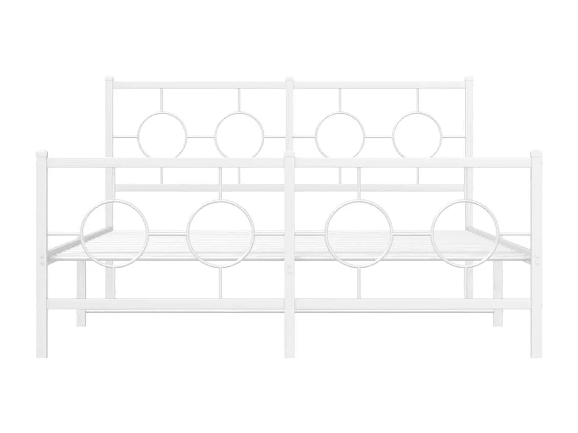Lit double métal + tête de lit/pied de lit blanc 135x190cm FR45971