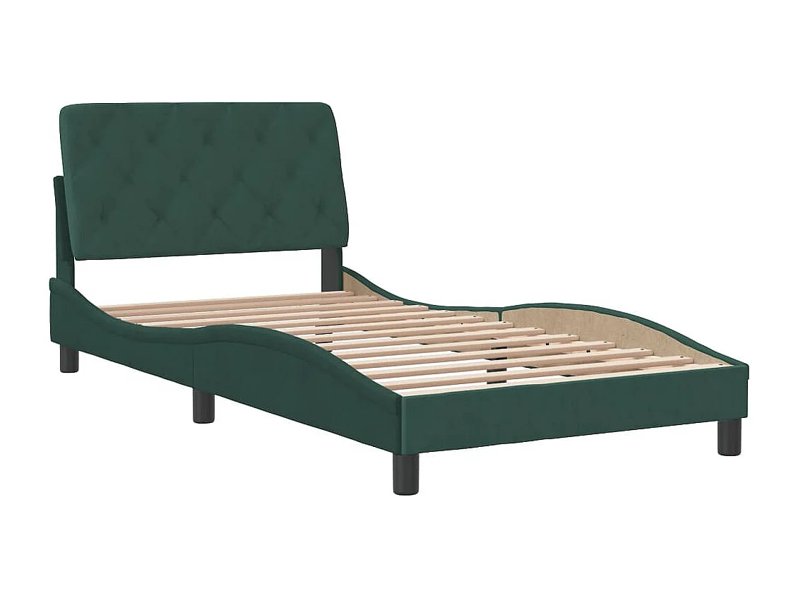 Cama c/ cabeceira 100x200 cm veludo verde-escuro PT393773