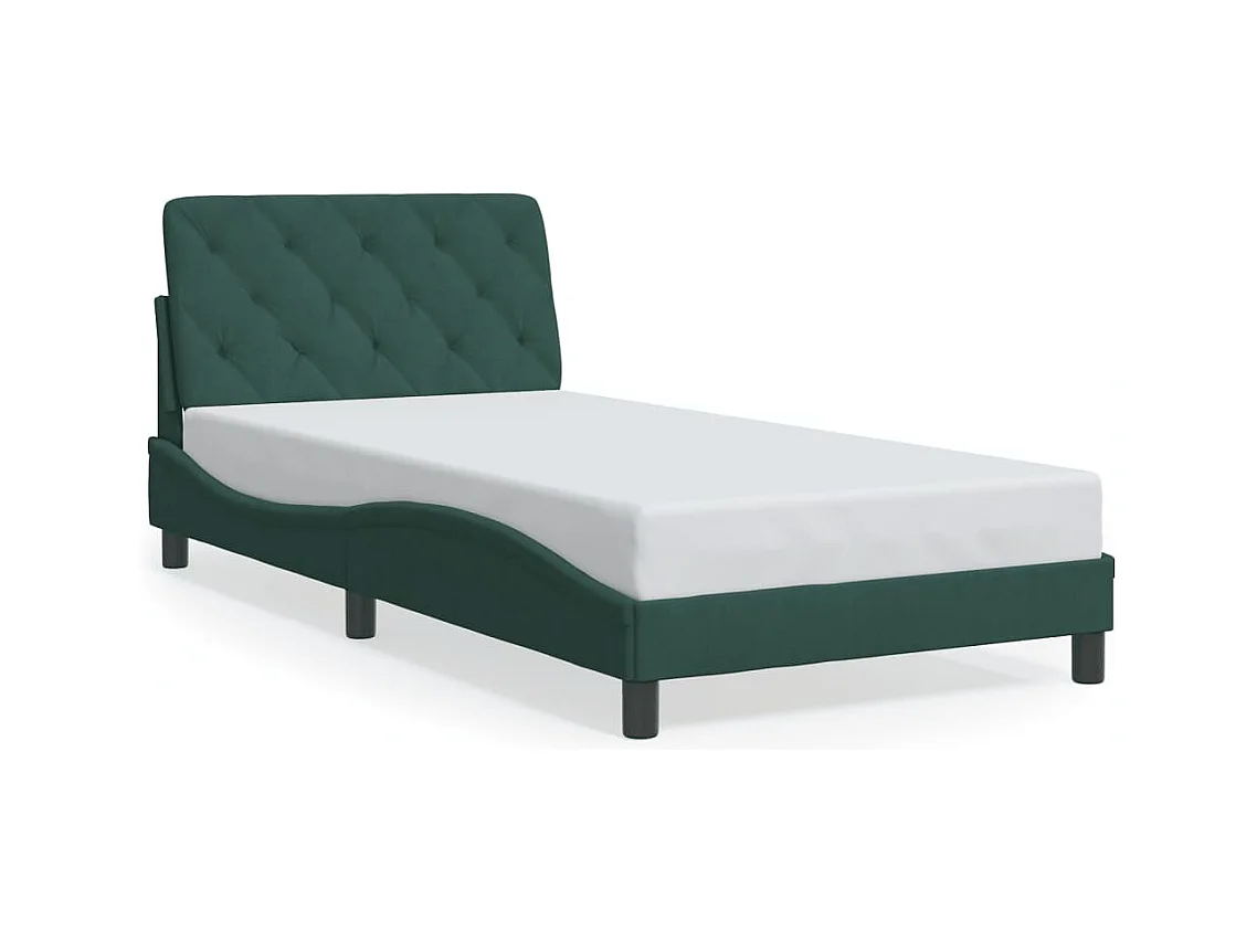 Lit simple + tête de lit Vert foncé 100x200 cm Velours FR84772