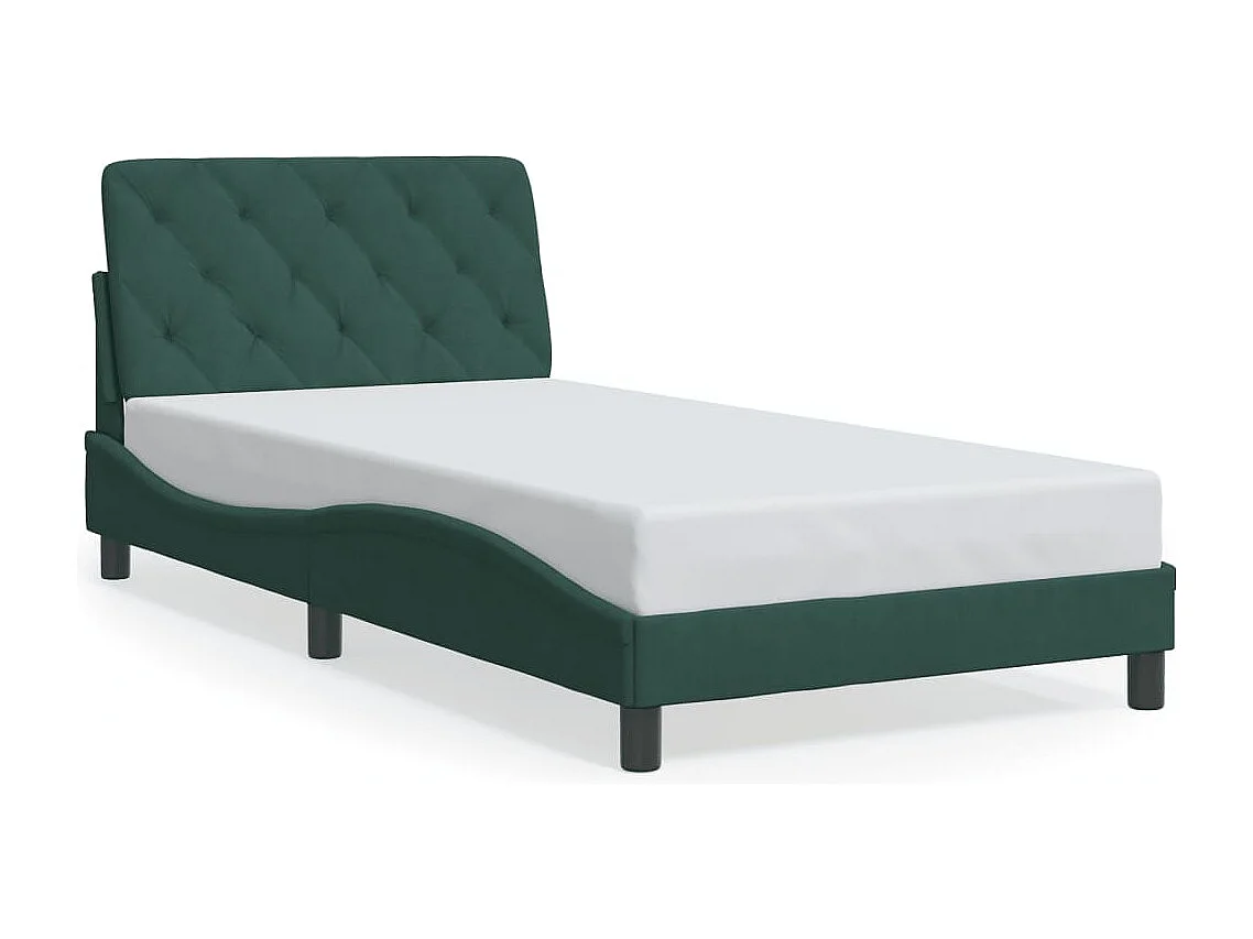 Lit simple + tête de lit Vert foncé 100x200 cm Velours FR84772