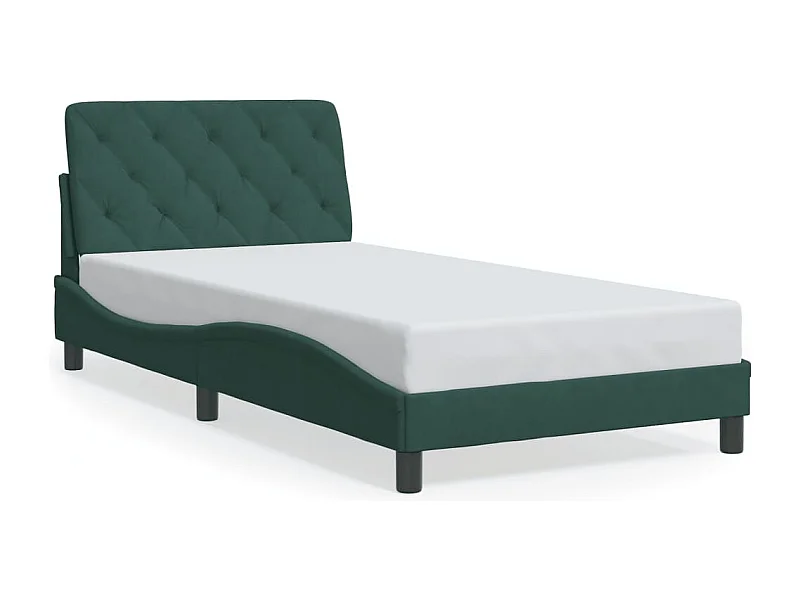 Lit simple + tête de lit Vert foncé 100x200 cm Velours FR84772