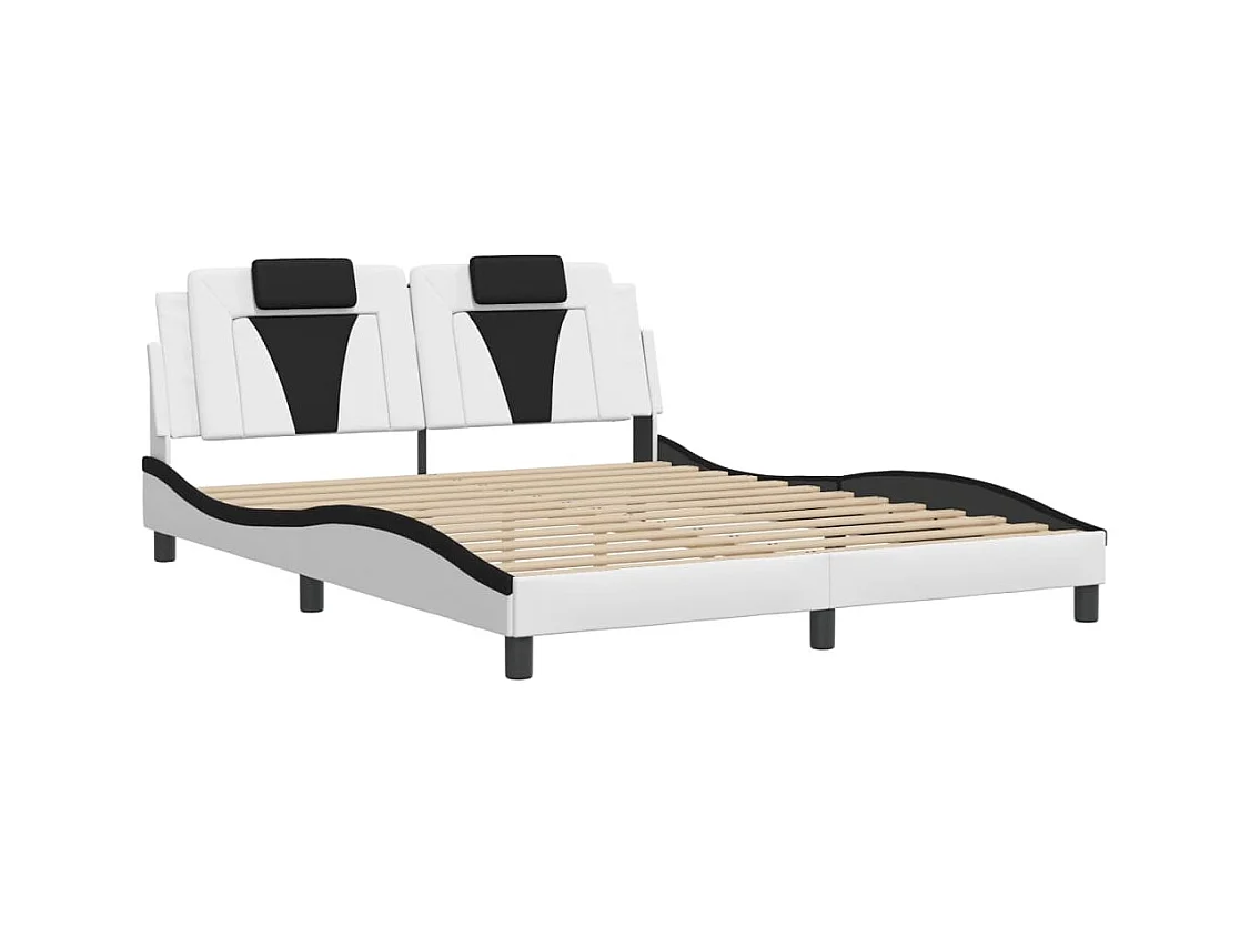 Lit double avec lumières LED blanc noir 160x200 cm similicuir FR47336