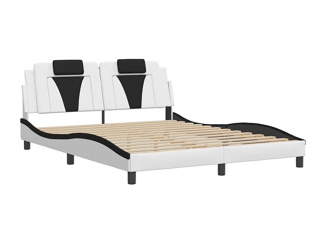 Cama 160x200 cm - con luces LED cuero PE blanco negro ES708396