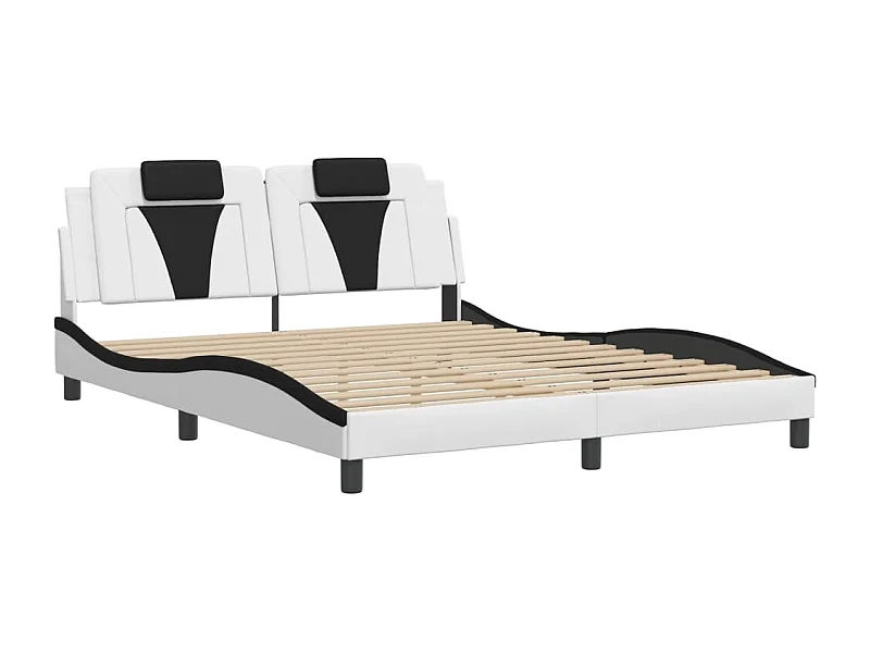 Bedframe met LED-verlichting kunstleer wit en zwart 160x200 cm BE609237