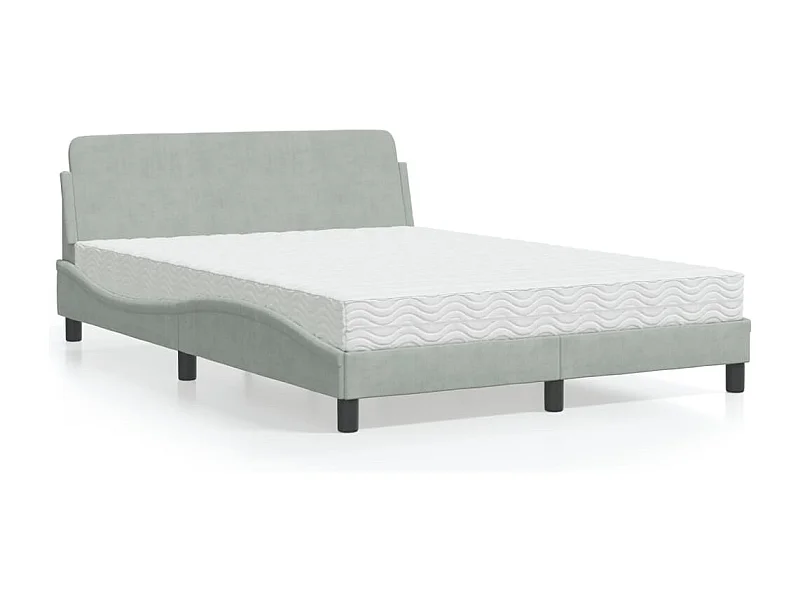 Lit adulte + matelas gris clair 120x200 cm velours FR93109