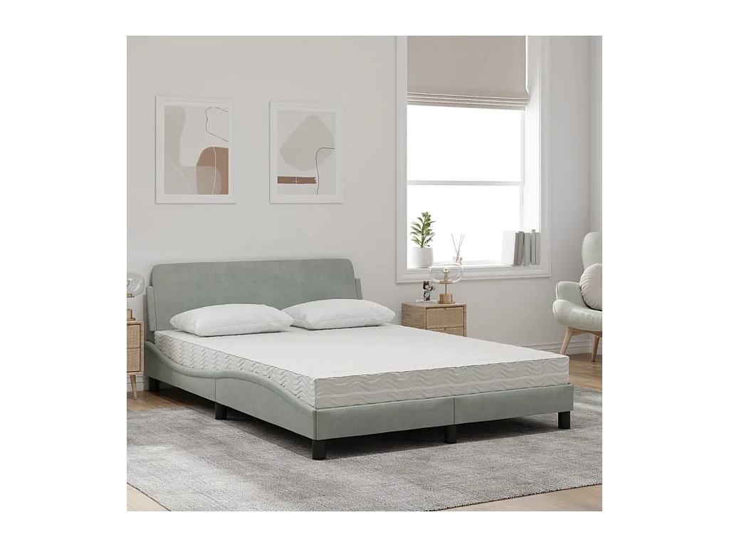 Cama com colchão 120x200 cm veludo cinzento-claro PT190328