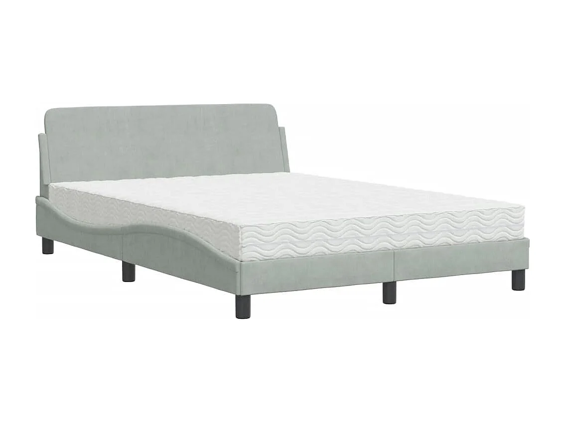 Cama com colchão 120x200 cm veludo cinzento-claro PT190328