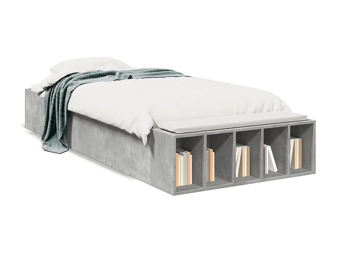 Cama individual- 75x190 cm madera de ingeniería gris hormigón ES686781