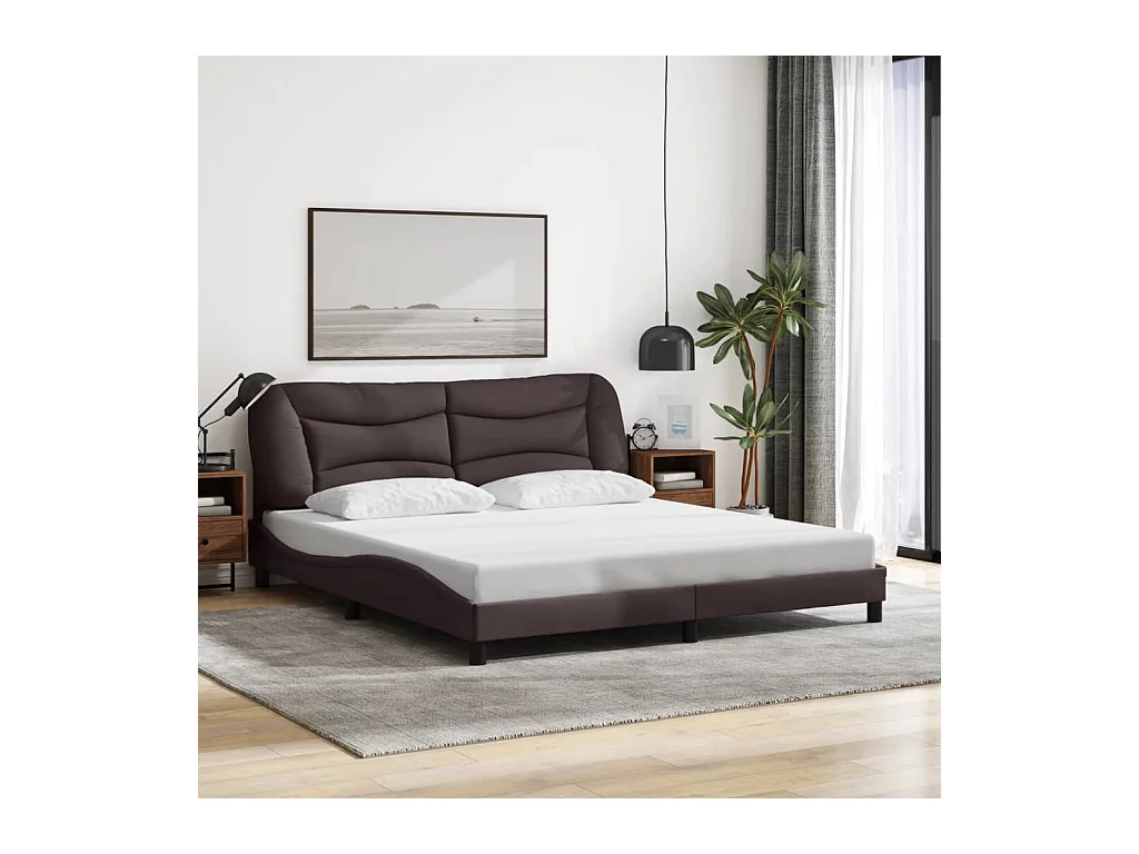 Bedframe met hoofdbord stof donkerbruin 180x200 cm BE477735