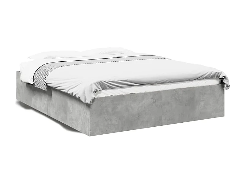 Lit double gris béton 150x200 cm bois d'ingénierie FR92341