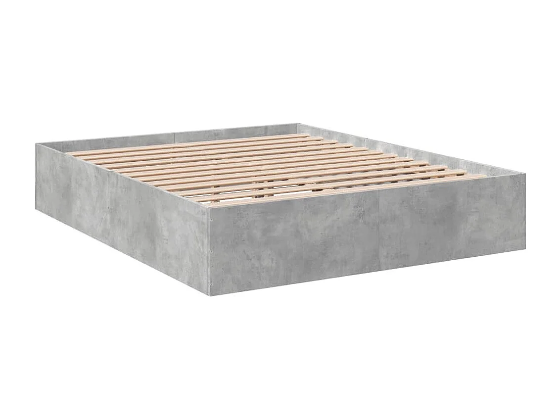 Lit double gris béton 150x200 cm bois d'ingénierie FR92341