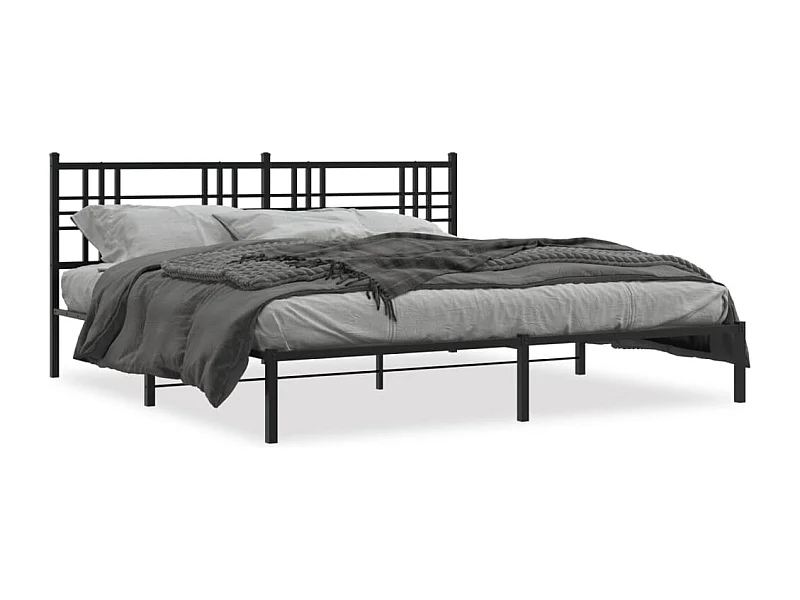 Bedframe met hoofdbord metaal zwart 200x200 cm BE757567