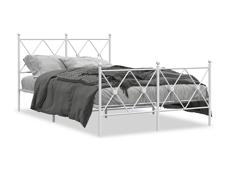 Cama 120x200 cm - metal con cabecero y estribo blanco ES702311