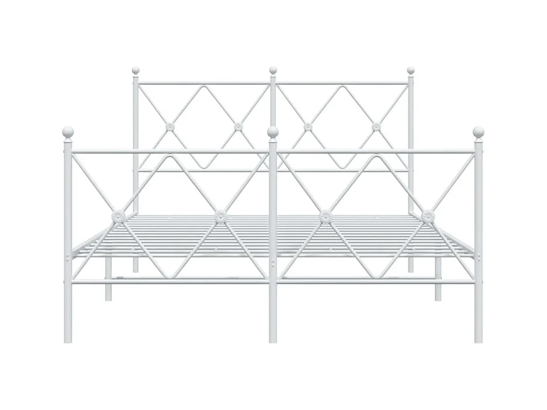 Cama 120x200 cm - metal con cabecero y estribo blanco ES702311